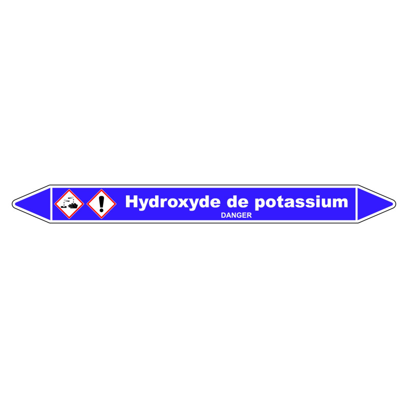 Marqueur de Tuyauterie - Hydroxyde de Potassium - NFX 08-105 - Vinyle Laminé