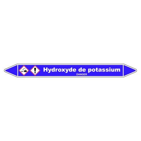 Marqueur de Tuyauterie - Hydroxyde de Potassium - NFX 08-105 - Vinyle Laminé