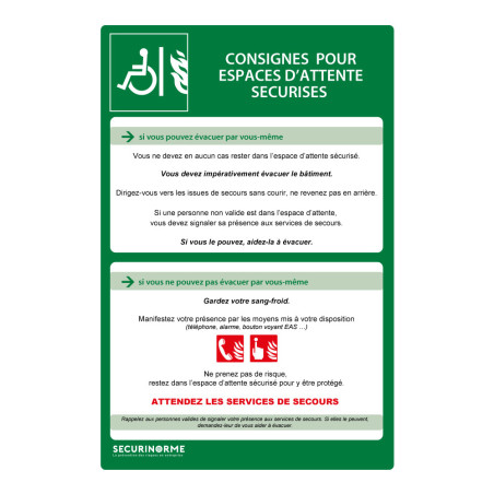 Panneau - Consignes sécurité espace attente - PVC 200x300 mm