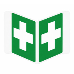 Panneau d’angle Premiers Secours double face V | ISO 7010