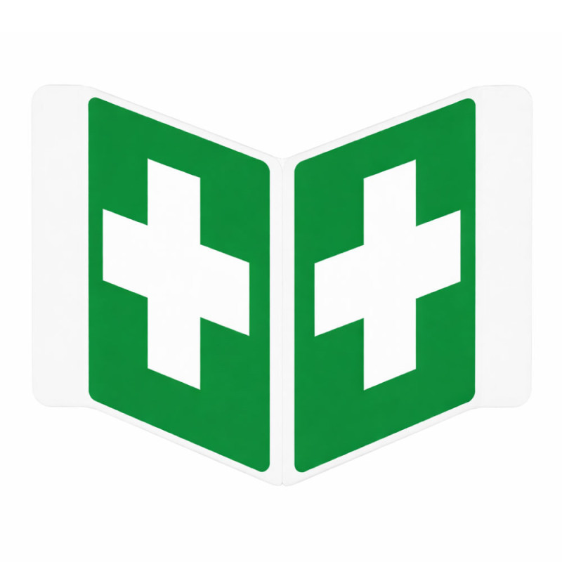 Panneau d’angle Premiers Secours double face V | ISO 7010