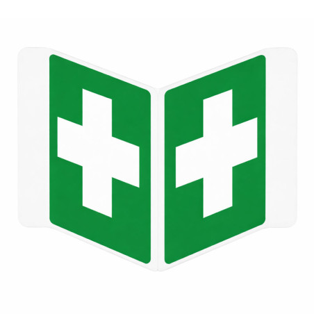Panneau d’angle Premiers Secours double face V | ISO 7010