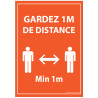 Panneau ou Autocollant d'Information - Gardez 1m de distance - A5-A4 - Vinyle/PVC - Orange