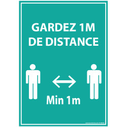 Panneau ou Autocollant - Gardez 1m de distance - A5-A4 - Vinyle/PVC
