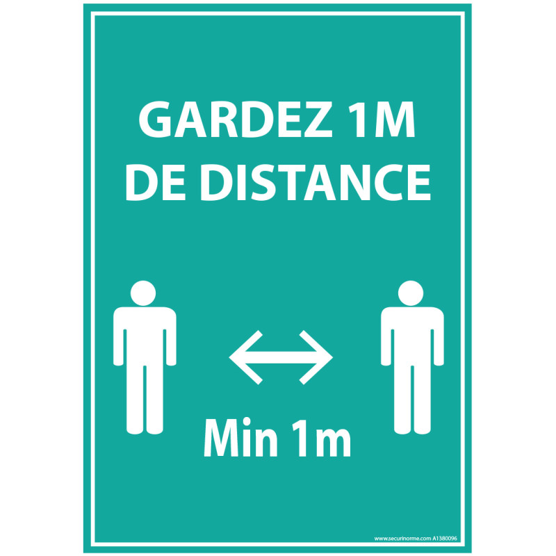 Panneau ou Autocollant - Gardez 1m de distance - A5-A4 - Vinyle/PVC