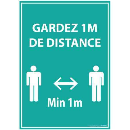 Panneau ou Autocollant - Gardez 1m de distance - A5-A4 - Vinyle/PVC