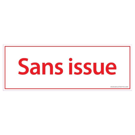 Panneau de signalétique - Picto Sans issue - 210 x 75 mm