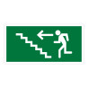 Panneau d'évacuation - Homme montant escalier, flèche gauche