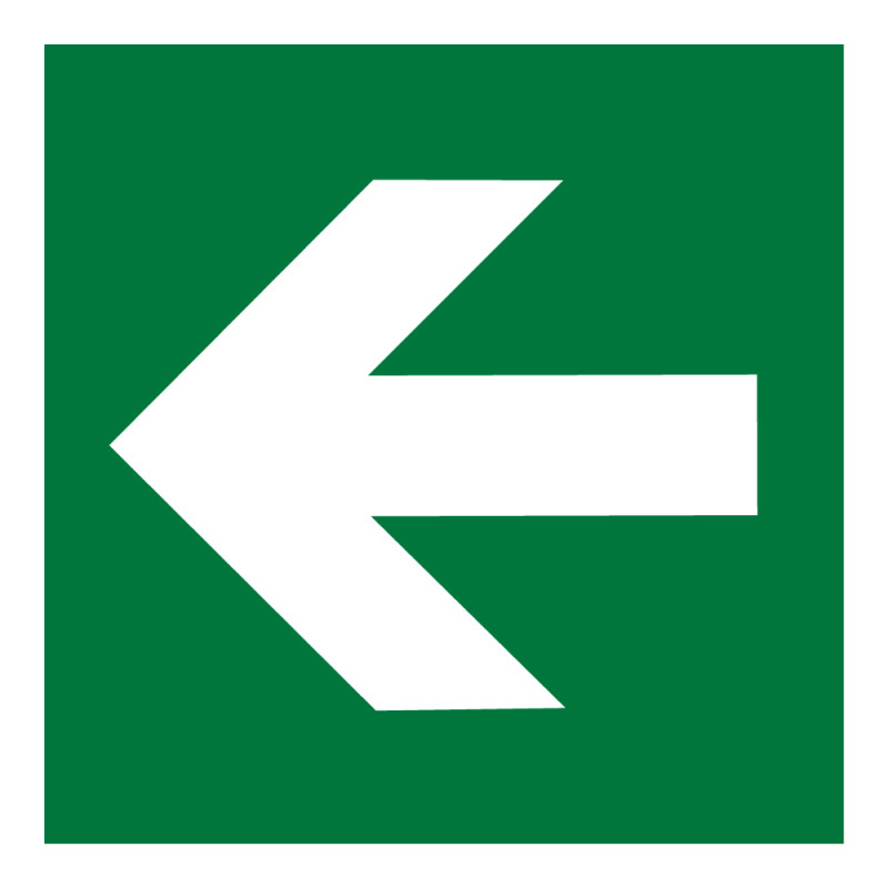 Panneau d'évacuation flèche directionnelle gauche - Norme ISO 7010