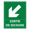Panneau directionnel - Sortie secours flèche bas gauche - 300x250mm