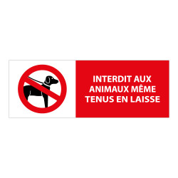 Panneau interdiction - Animaux interdits même en laisse