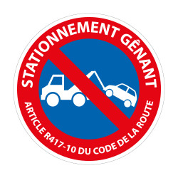 Panneau prescription B6a1 - Stationnement Gênant