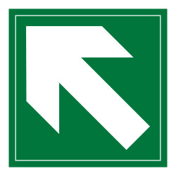Panneau évacuation - Flèche diagonale en haut à gauche - F001