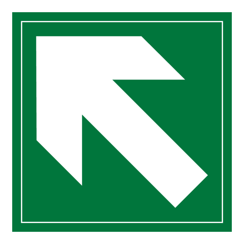 Panneau évacuation - Flèche diagonale en haut à gauche - F001