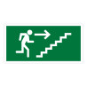 Panneau évacuation - Homme escalier flèche droite - ISO 7010