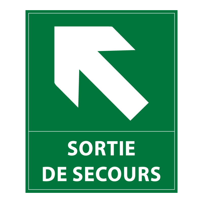 Panneau évacuation - Sortie de secours flèche haut - 300x250 mm