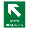 Panneau évacuation - Sortie de secours flèche haut - 300x250 mm