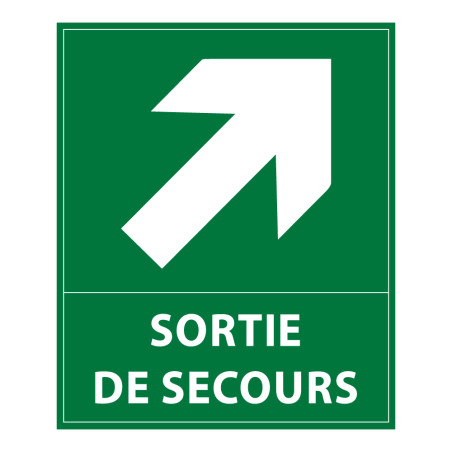 Panneau évacuation - Sortie de secours flèche haut - 300x250 mm