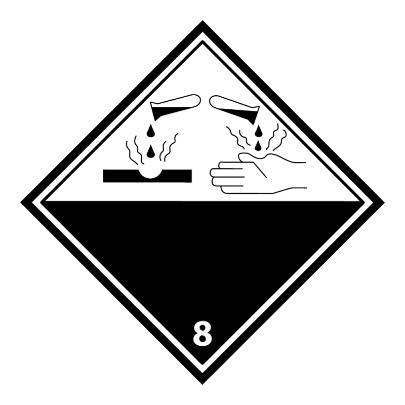 Plaque ADR - Transport Matières corrosives - Danger classe 8