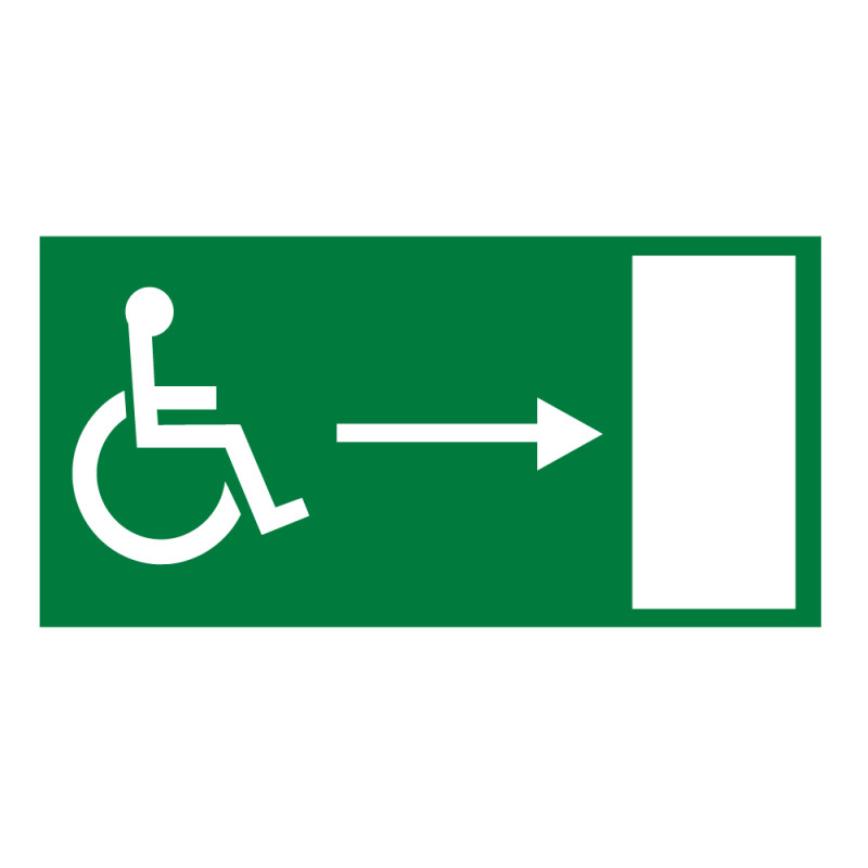 Signalétique Accessibilité - Sortie PMR à droite - Norme ISO 7010 