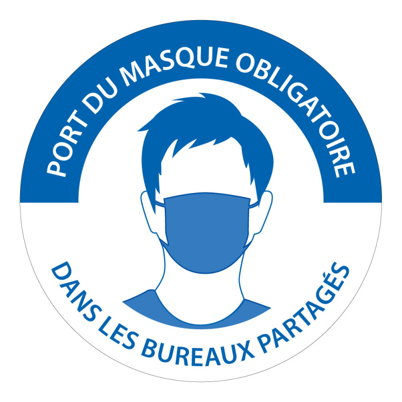 Signalétique Port du masque obligatoire bureaux partagés