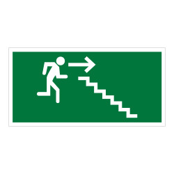 Signalétique évacuation - Homme descendant escalier, flèche droite