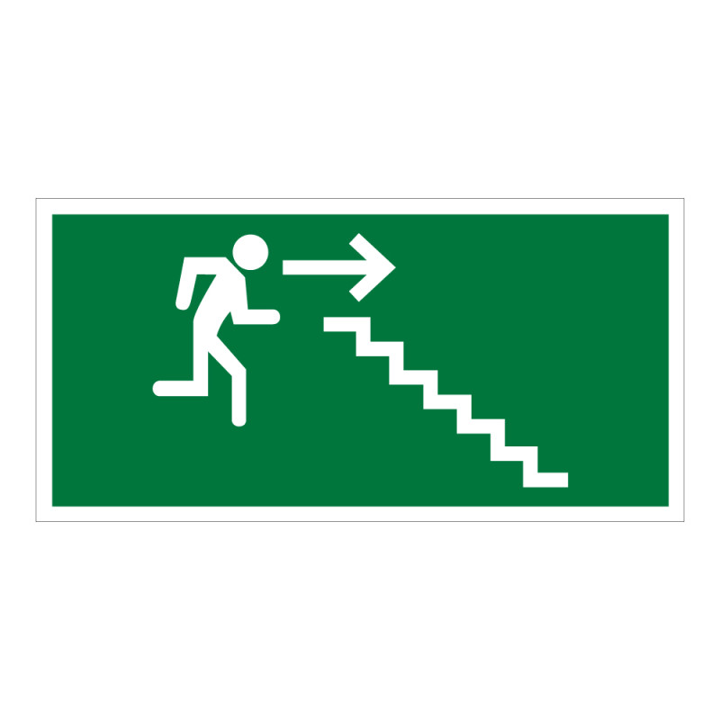 Signalétique évacuation - Homme descendant escalier, flèche droite
