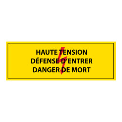 Adhésif -Haute tension, défense d'entrer, danger de mort -ISO 7010