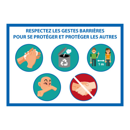 Panneau "Respectez les gestes barrière" + 5 images - A5 ou A4