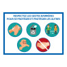 Panneau "Respectez les gestes barrière" + 5 images - A5 ou A4