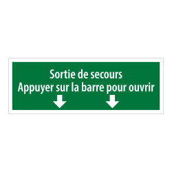 Panneau & autocollant - Sortie secours appuyer barre ouvrir