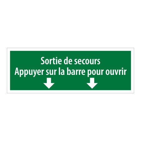 Panneau & autocollant - Sortie secours appuyer barre ouvrir