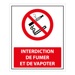 Panneau - Interdiction de Fumer/Vapoter avec décrêt - 250 x 300 mm
