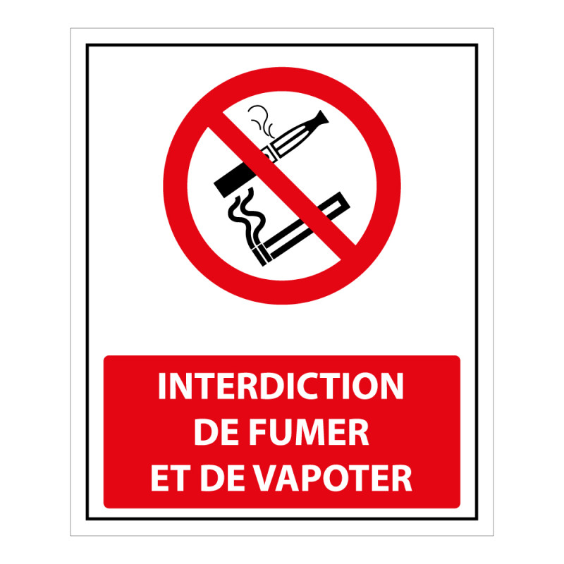 Panneau - Interdiction de Fumer/Vapoter avec décrêt - 250 x 300 mm