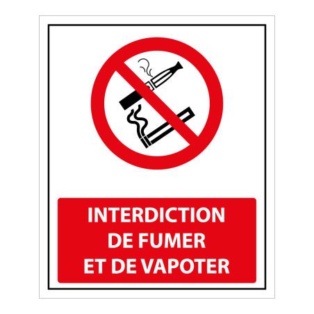 Panneau - Interdiction de Fumer/Vapoter avec décrêt - 250 x 300 mm
