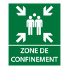 Panneau - Zone de confinement texte/flèches - 25x30 cm