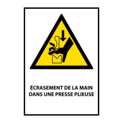 Panneau Danger - Main écrasée presse plieuse - W030 - ISO 7010