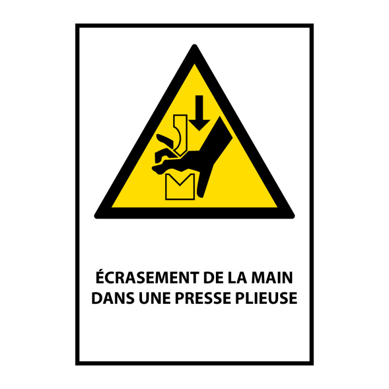 Panneau Danger - Main écrasée presse plieuse - W030 - ISO 7010