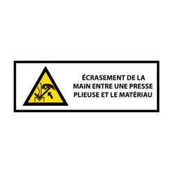 Panneau Danger – Écrasement main presse plieuse – Signalétique
