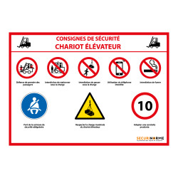 Panneau - Consignes de sécurité chariot élévateur - A3 - PVC