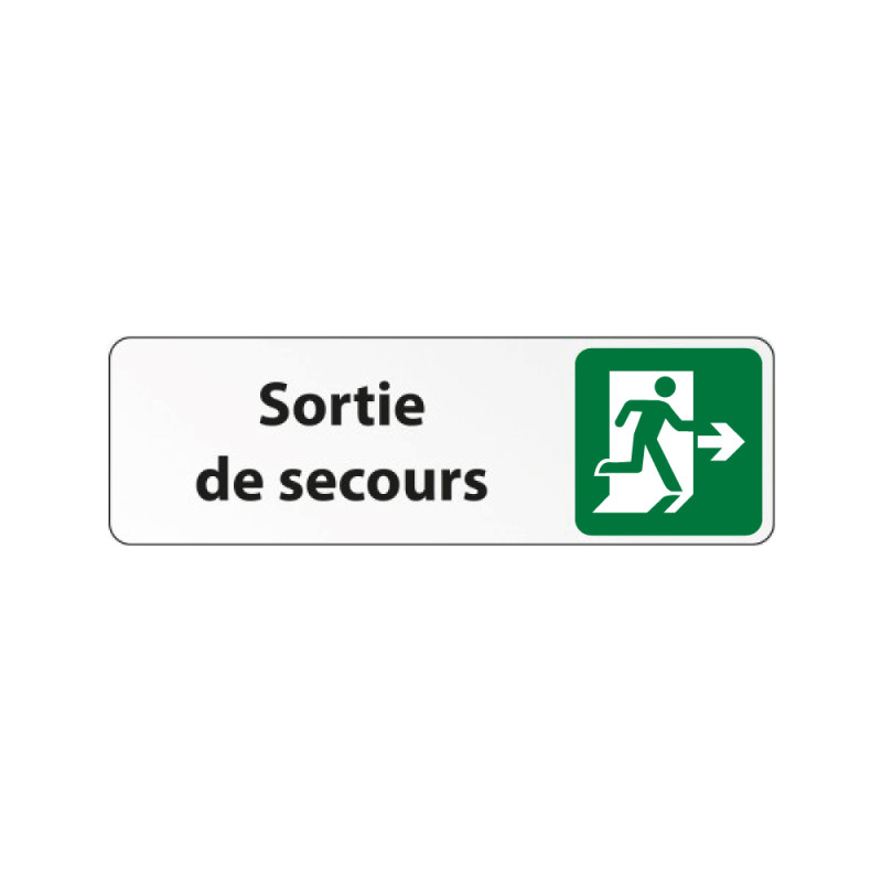 Sortie de secours à droite – Panneau adhésif PVC/alu
