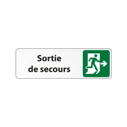Sortie de secours à droite – Panneau adhésif PVC/alu