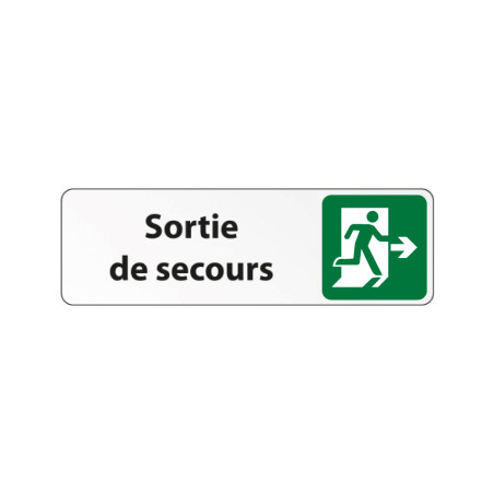 Sortie de secours à droite – Panneau adhésif PVC/alu