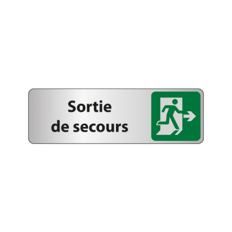 Sortie de secours à droite – Panneau adhésif PVC/alu