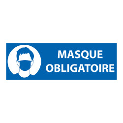 Panneau signalétique masque obligatoire ERP - Rectangle bleu