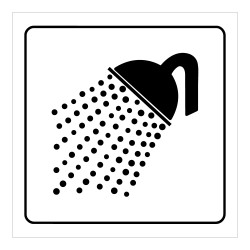Plaque de signalétique carrée - Pictogramme Douche - Gravoply