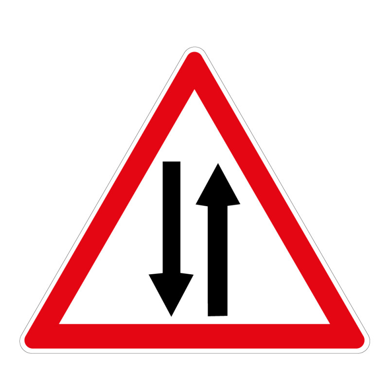 Panneau de danger A18 - Circulation deux sens - Ø200 mm - Vinyle