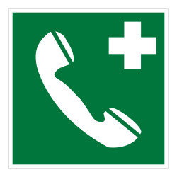 Panneau premiers secours - Téléphone d'urgence - E004 - ISO 7010
