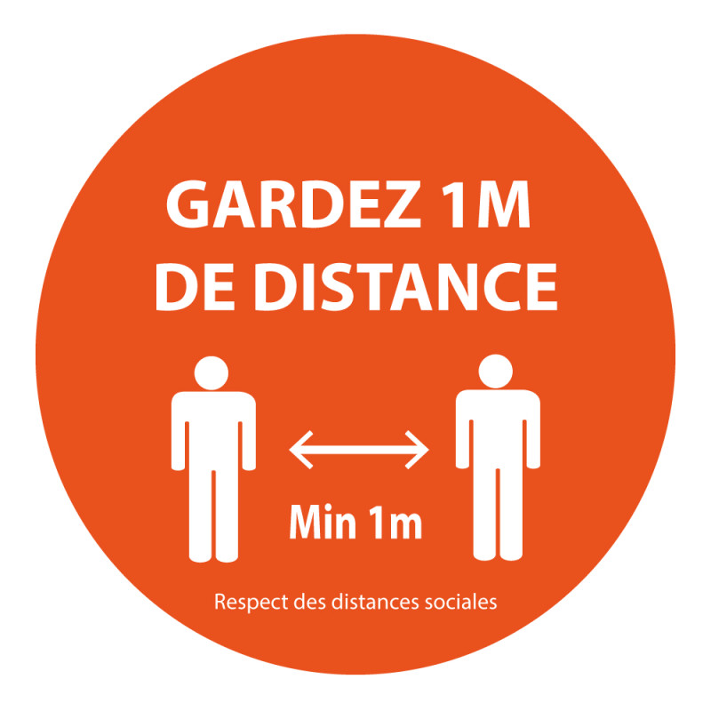 Marquage au sol adhésif - Gardez 1 m de distances - rond 300mm
