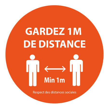 Marquage au sol adhésif - Gardez 1 m de distances - rond 300mm